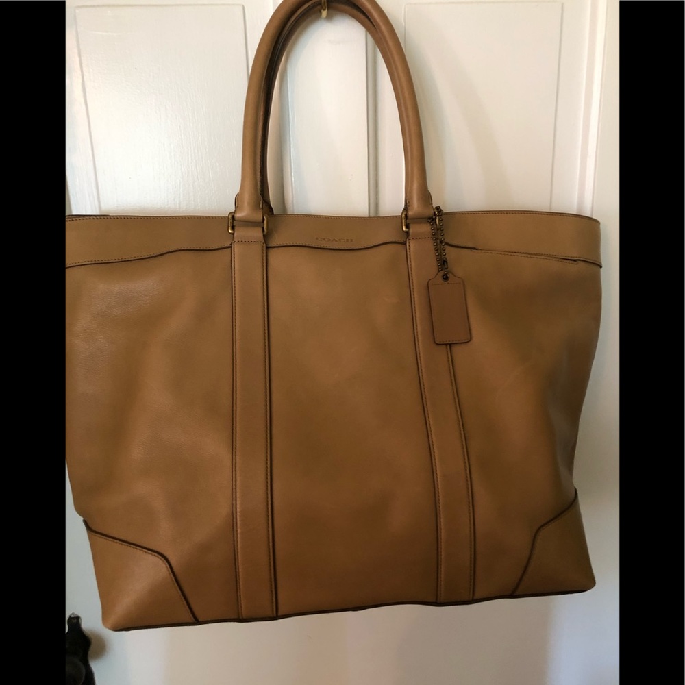 Coach Beeker Weekender Tote, Tan leather